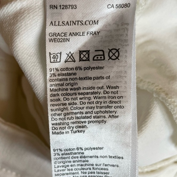 ALL SAINTS GRACE ANKLE FRAY SKINNY JEANS - Picture 7 of 7